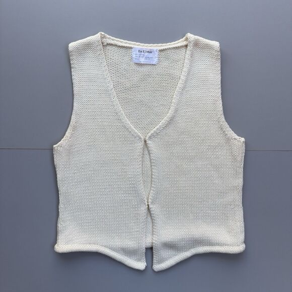 En El Mar Crochet Knit Vest Women Small Cream Coastal Cottagecore Festival Boho - Picture 1 of 7